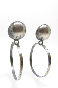 Button Stud Hoop Earrings