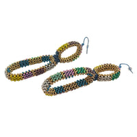 Blue & Green Double Hoops Earrings