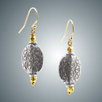 Patterned Sterling Silver and Vermeil Earrings