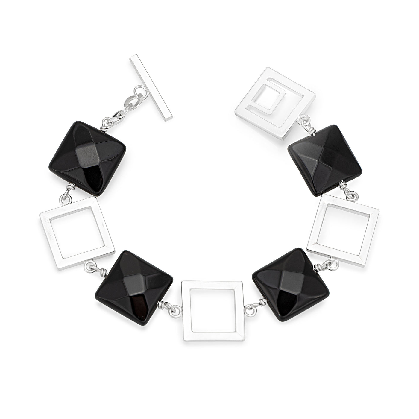 Silver Square & Black Onyx Bracelet