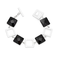 Silver Square & Black Onyx Bracelet
