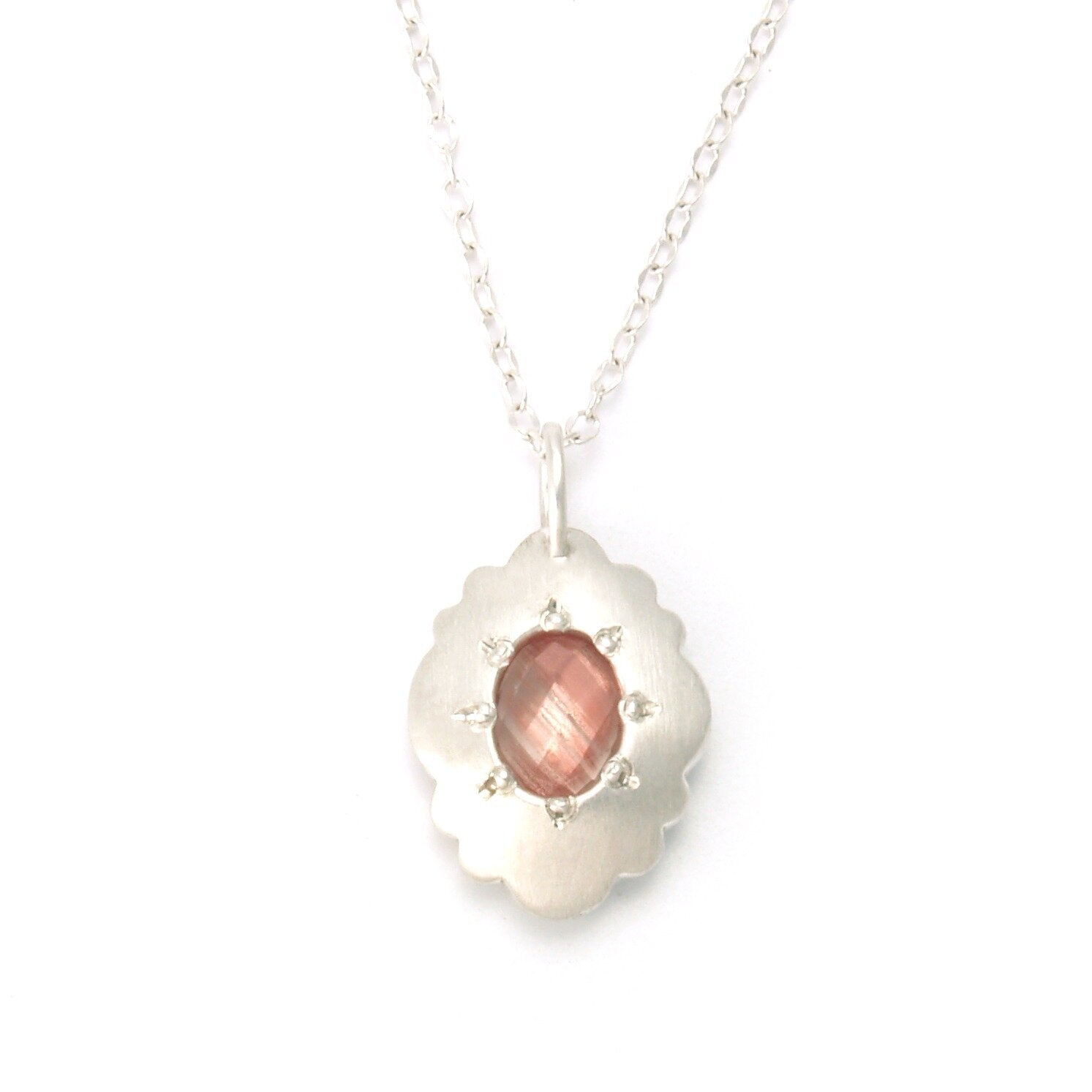 Scallop Oval Necklace with Oregon Sunstone