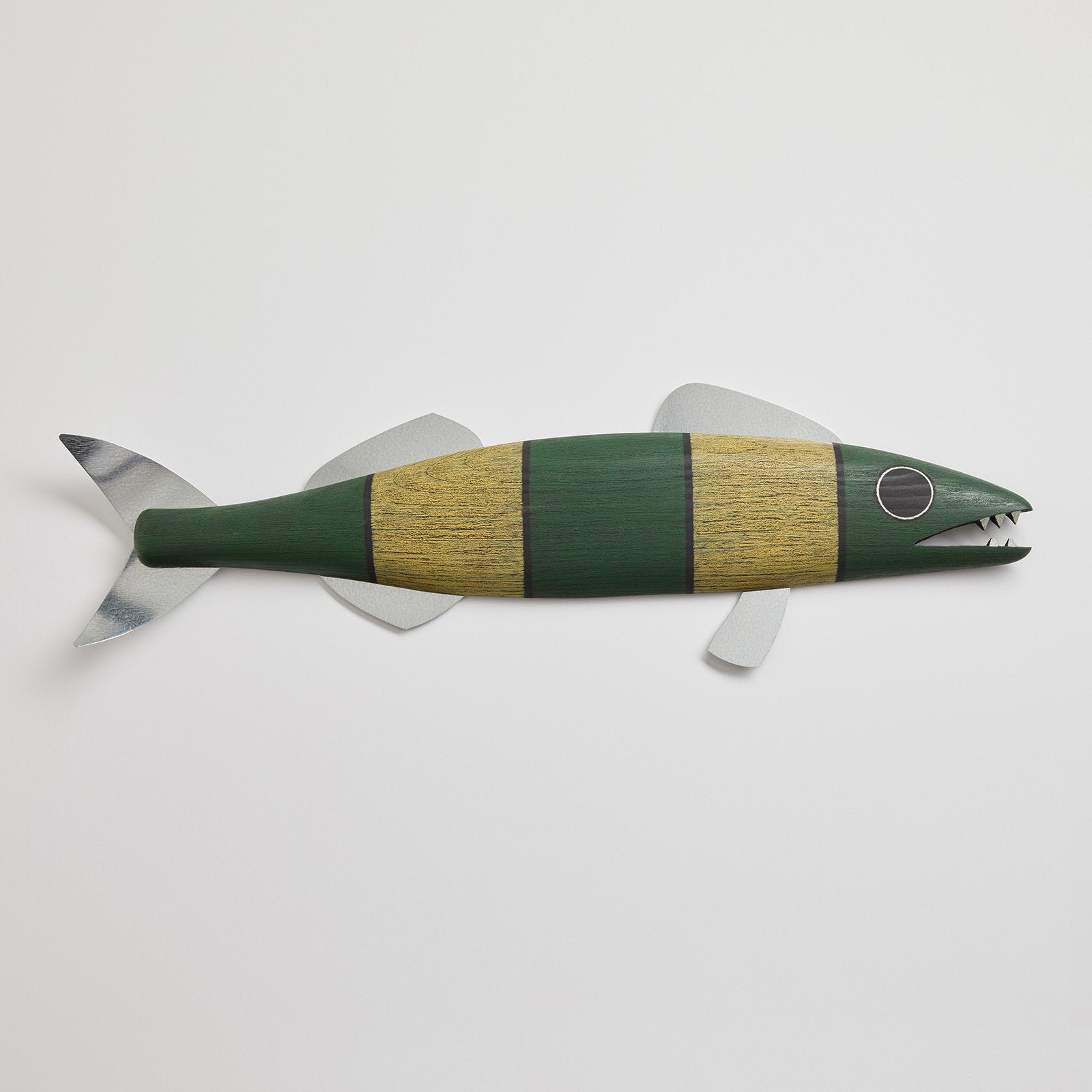 Medium Fish with Fins and Teeth in Green Stripes