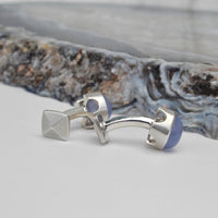 Blue Chalcedony Silver Cuff Links