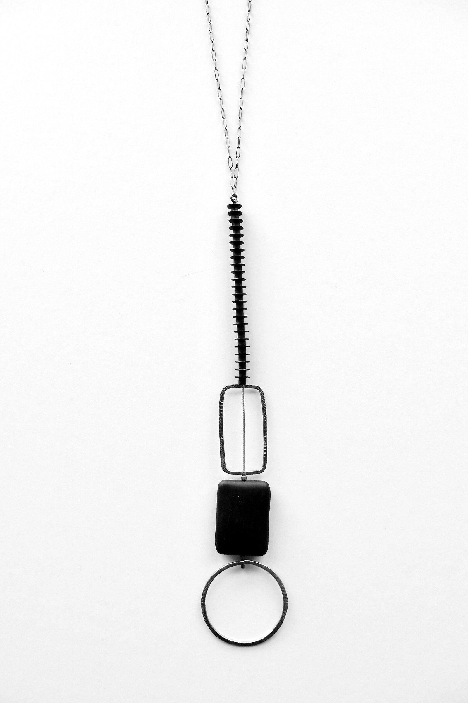 Geometric Rubber & Onyx Necklace