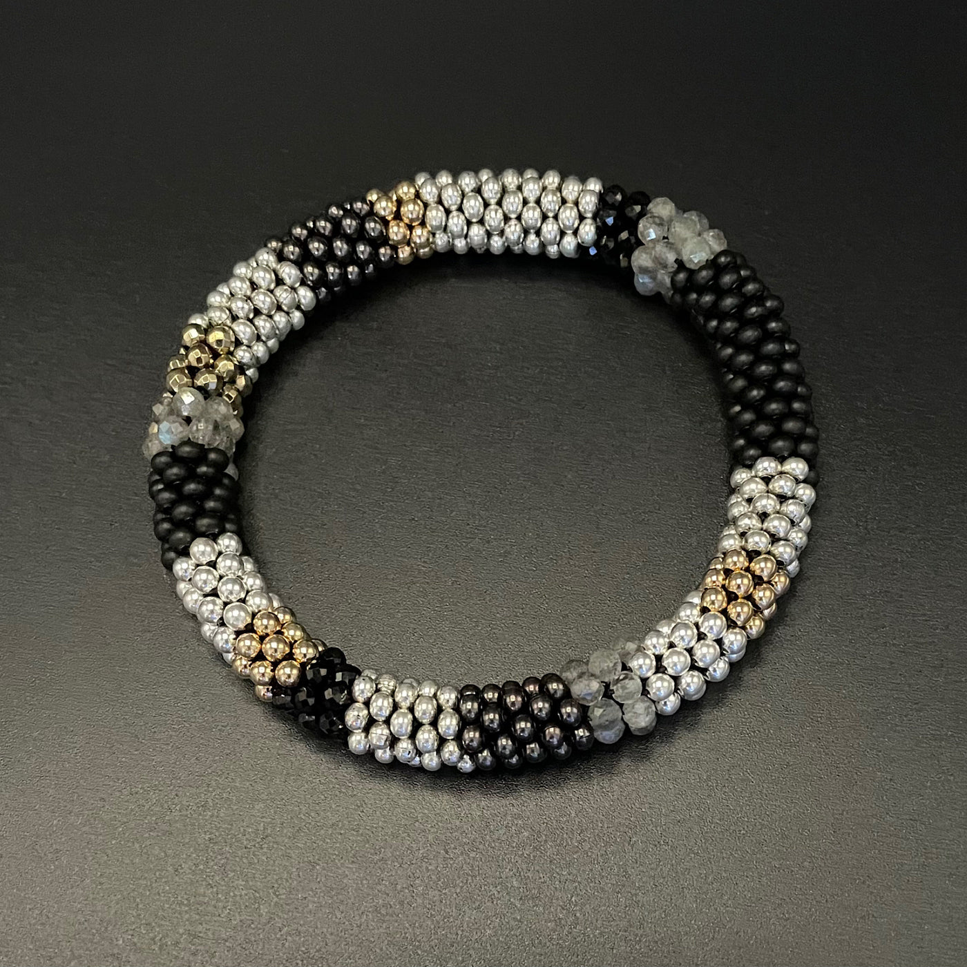 Metallic Bead Crochet Bangle