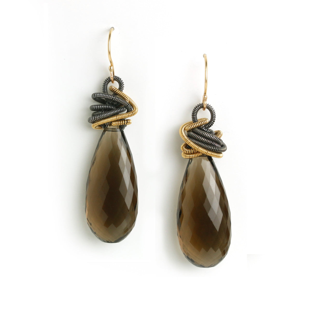 Mixed-Metal & Smoky Quartz Earrings