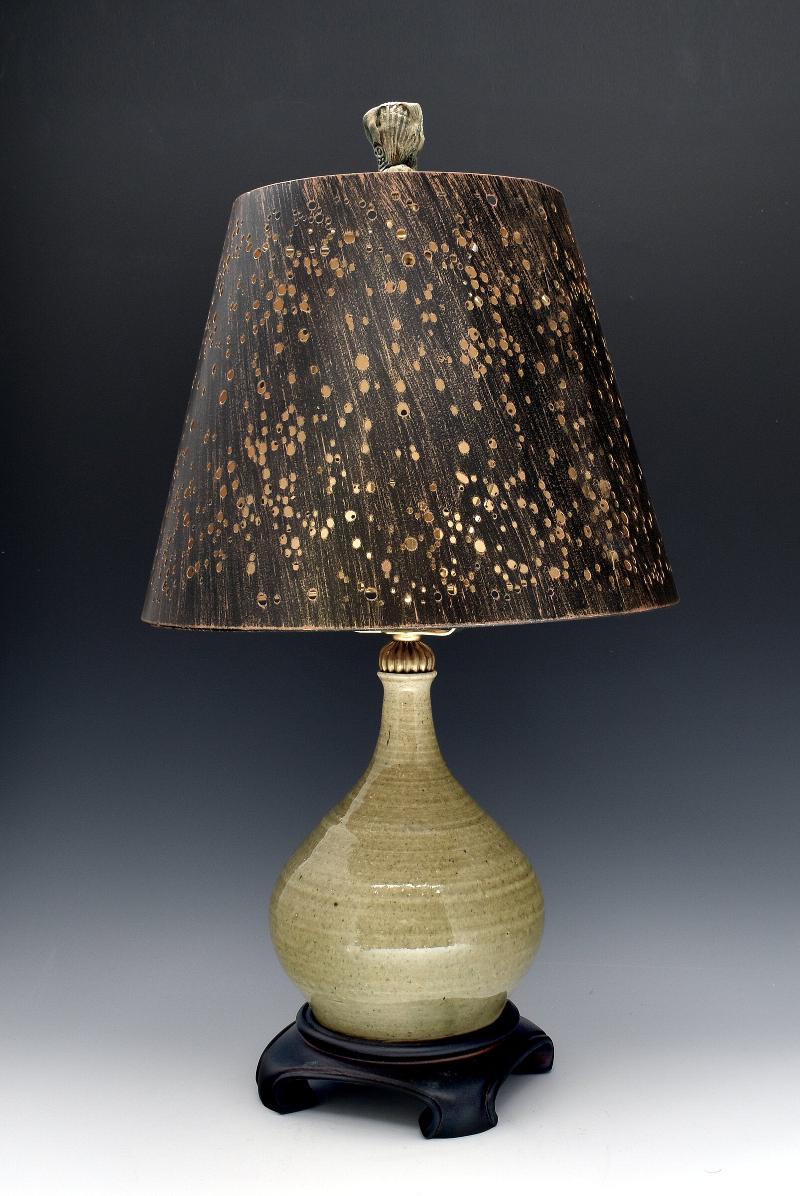 Porcelain Table Lamp with Steel Starlight Shade