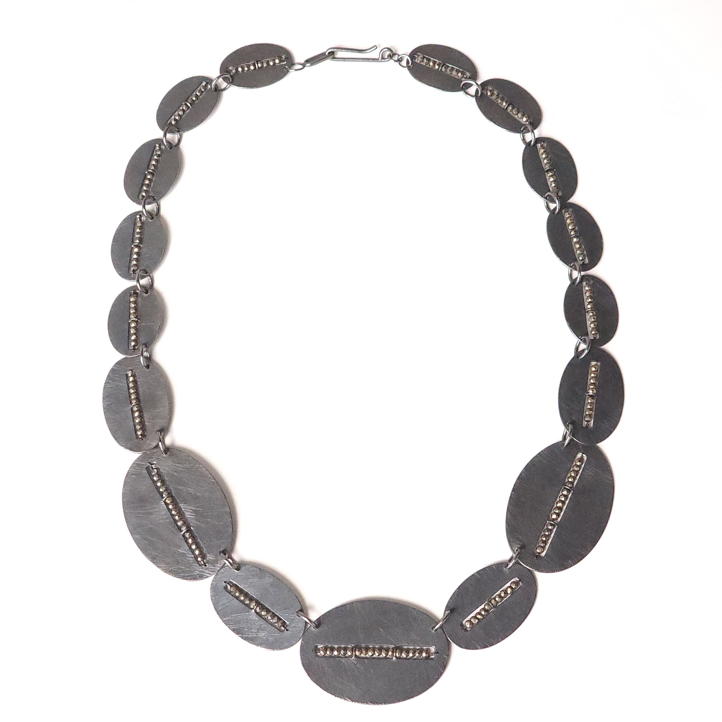Pyrite Segment Oval Necklace