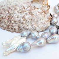 Baroque Grey Tahitian and Keshi Pearl Necklace