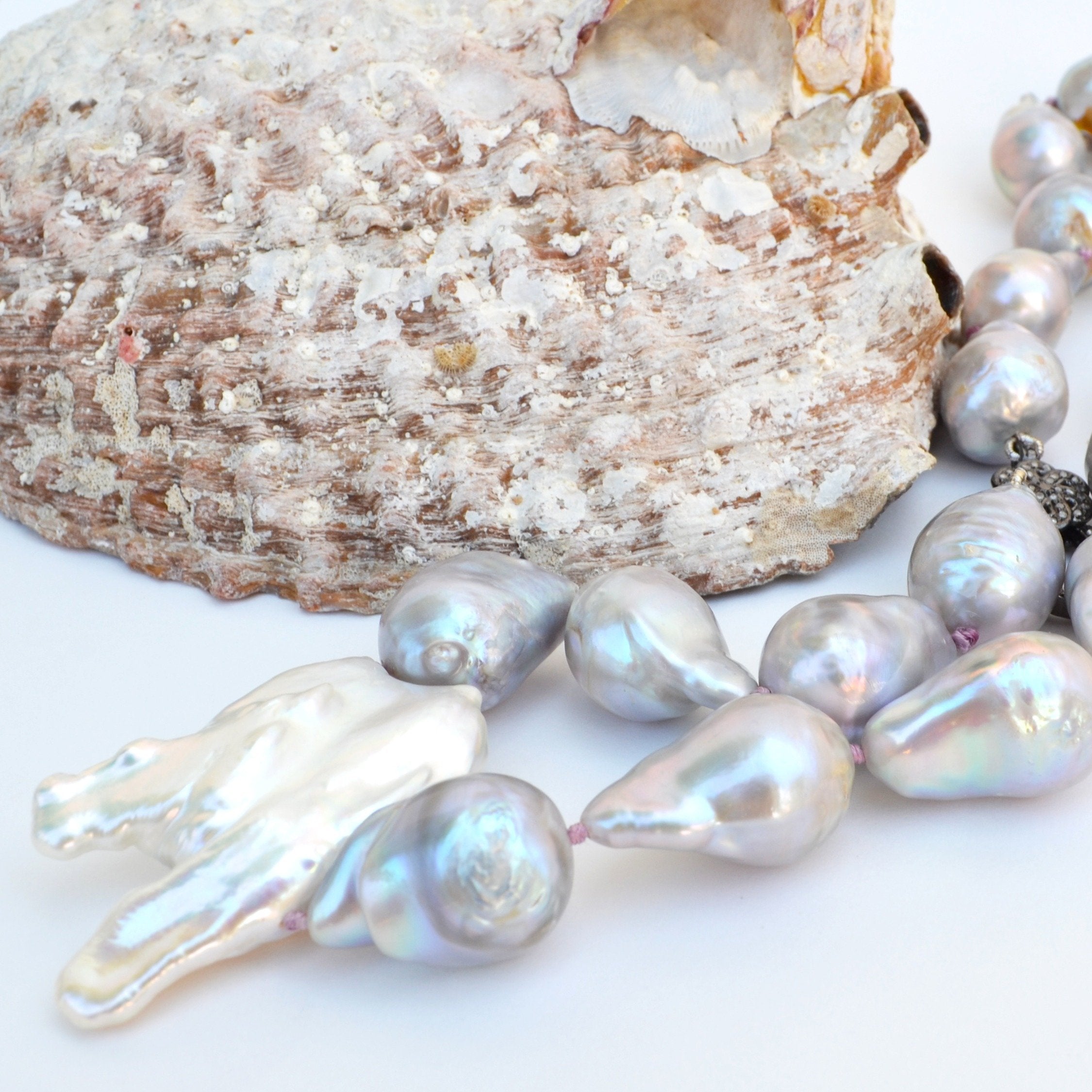 Baroque Grey Tahitian and Keshi Pearl Necklace