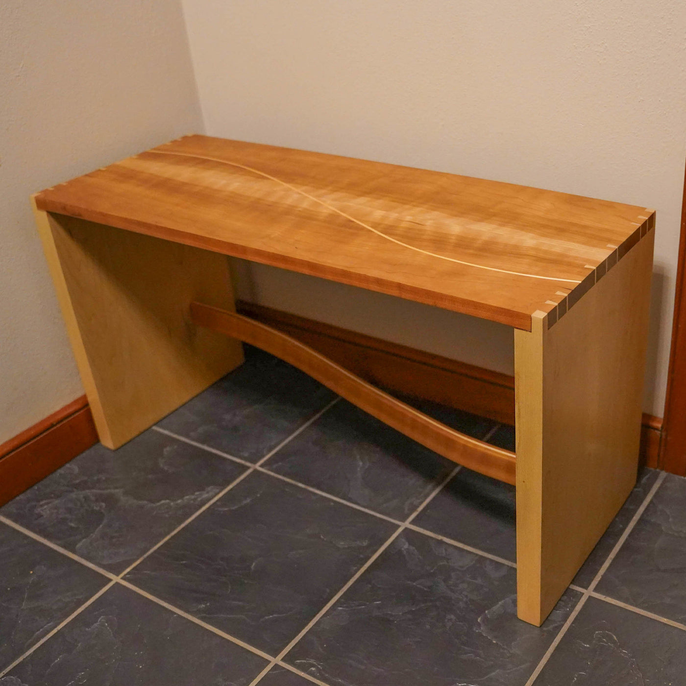 Dovetailed Cherry and Maple Bench