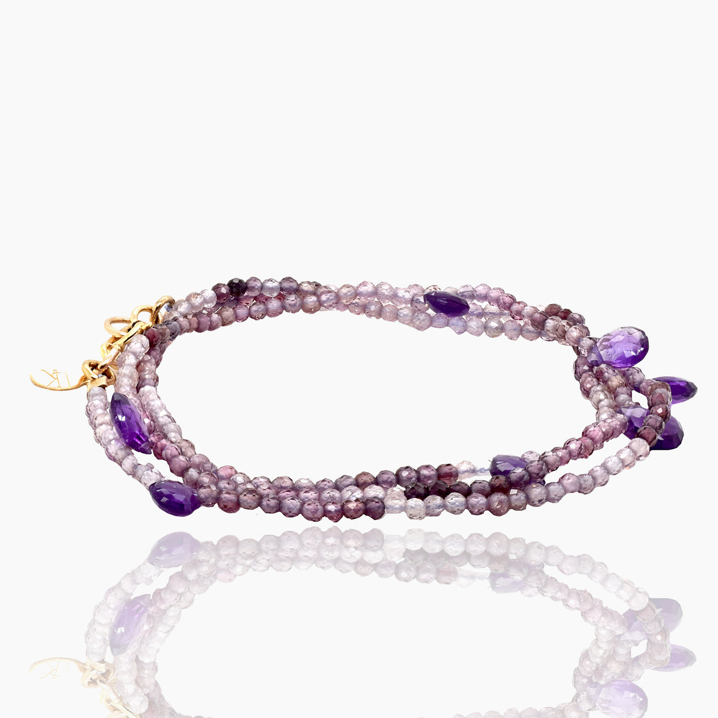 Triple Wrap Convertible Bracelet in Purple Amethyst & Spinel