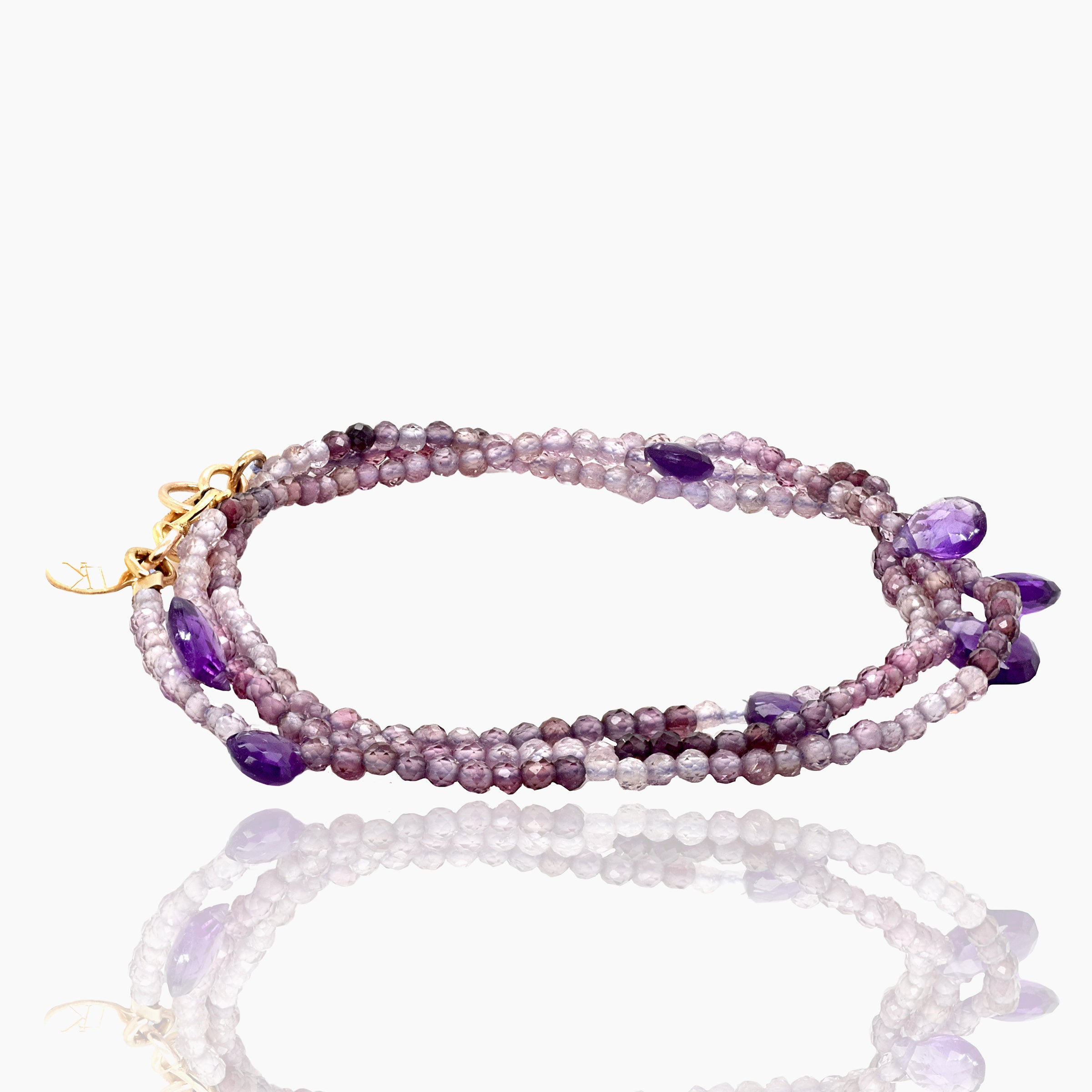 Triple Wrap Convertible Bracelet in Purple Amethyst & Spinel
