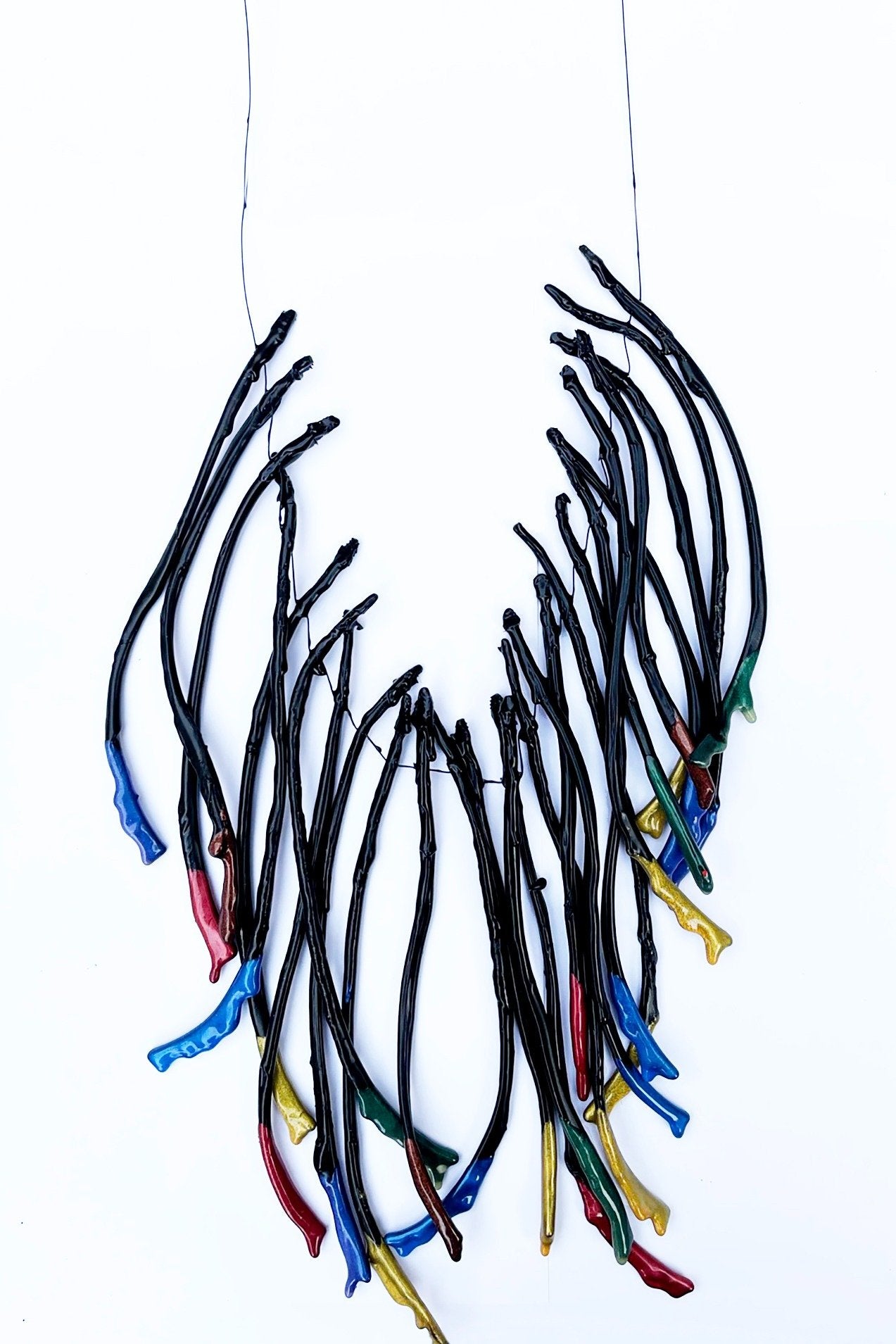 Hanging Rubber Strands Necklace