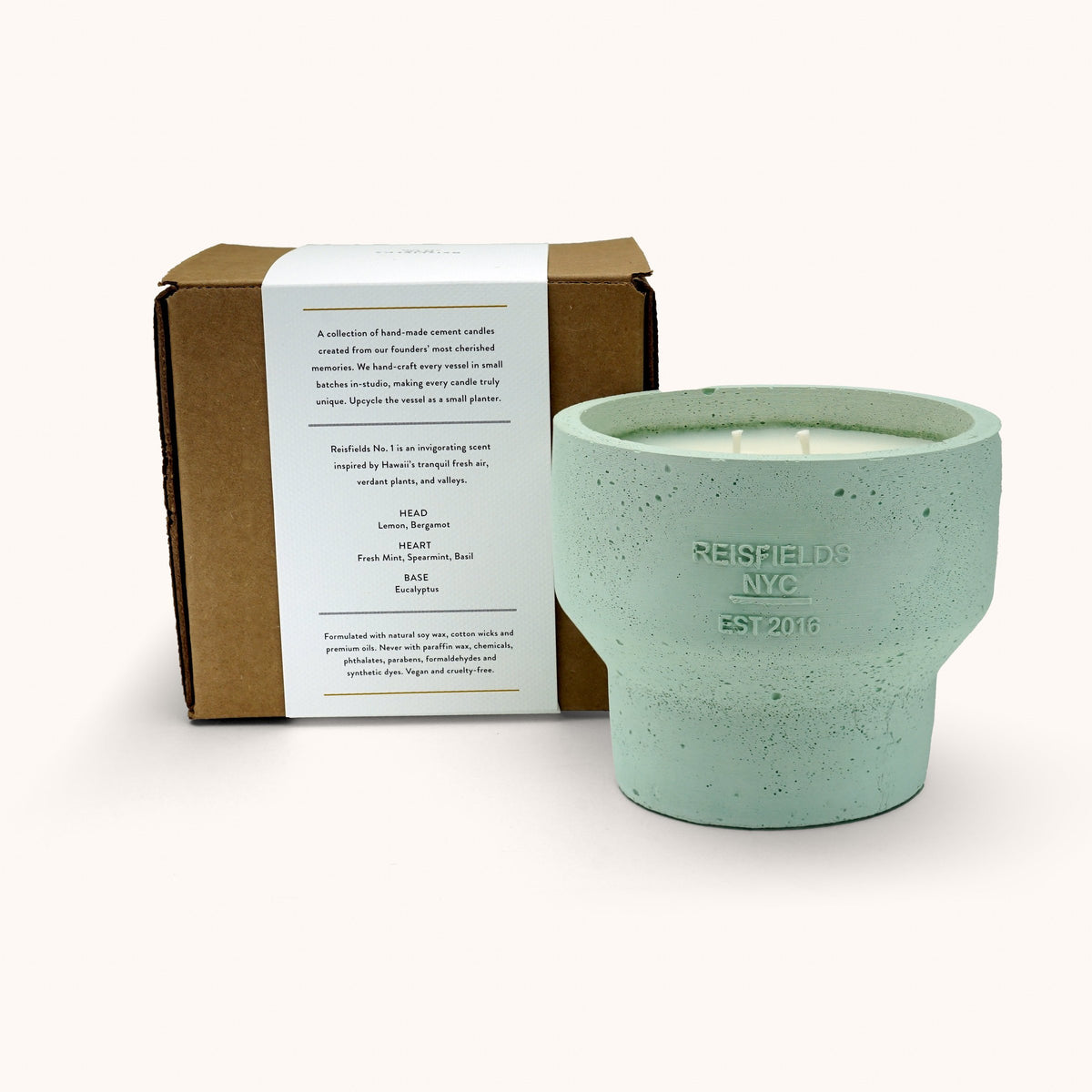 Cement Candle in Mint, No. 1