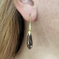 Smoky Quartz Faceted Briolette Bud Earrings