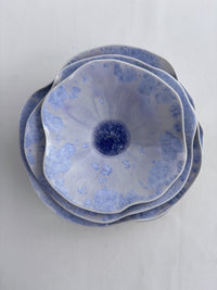 Carved Rim Crystalline Wall Bowls, Set of Four