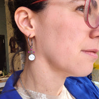 Mother-of-Pearl & Ruby Moon Hoop Earrings