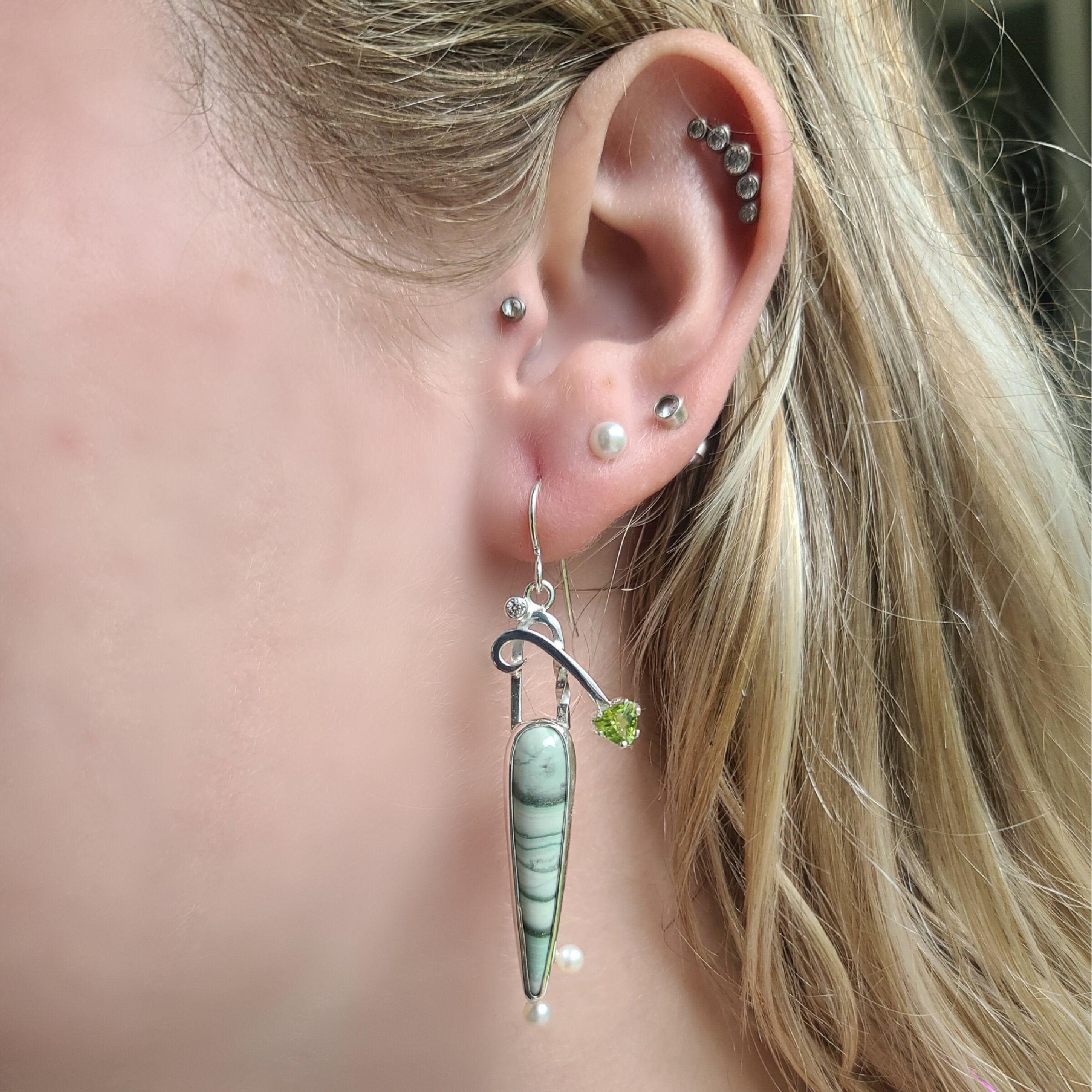 Saturn Chalcedony Earrings