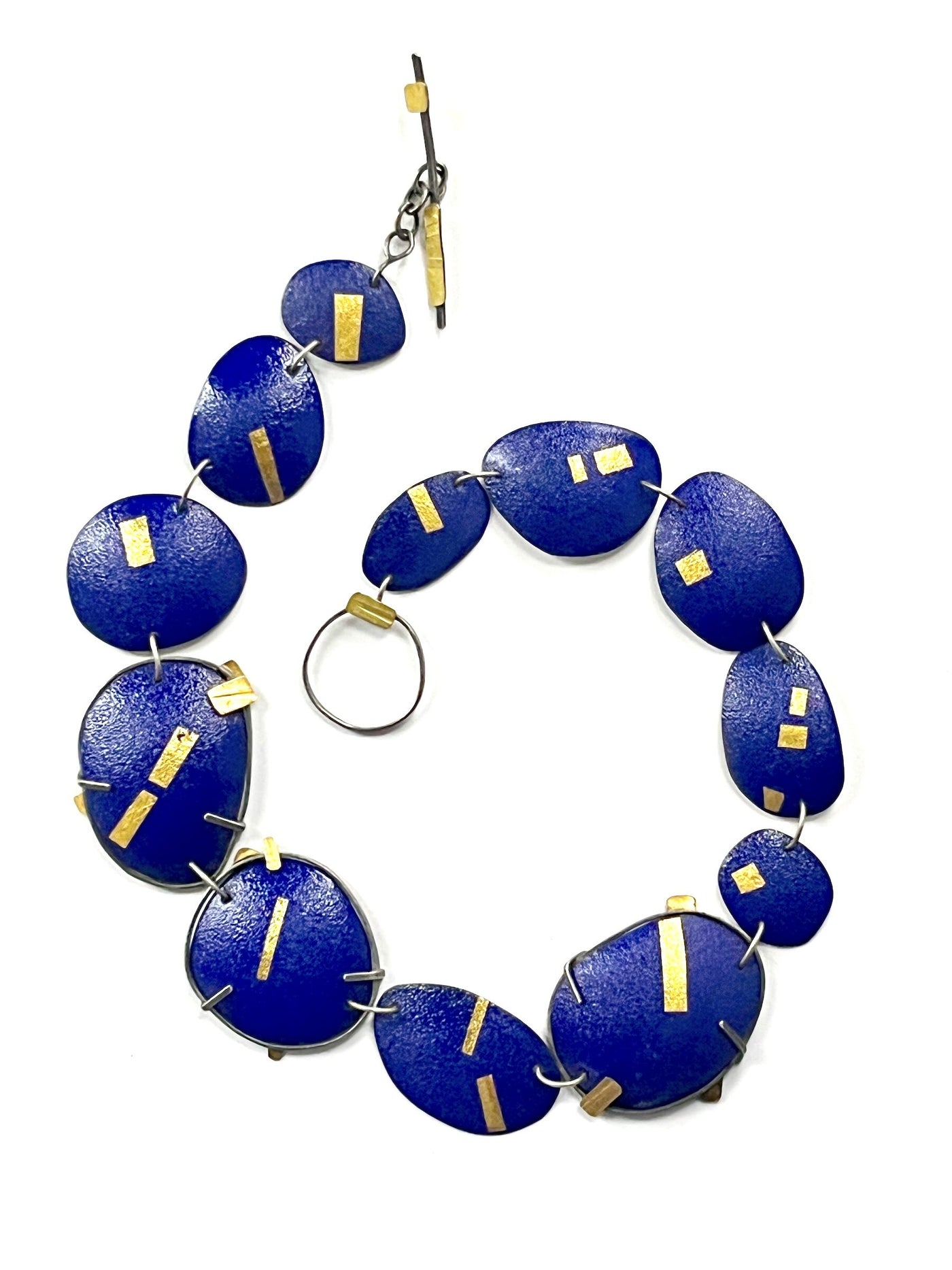 Cobalt & Gold Pebble Neckpiece