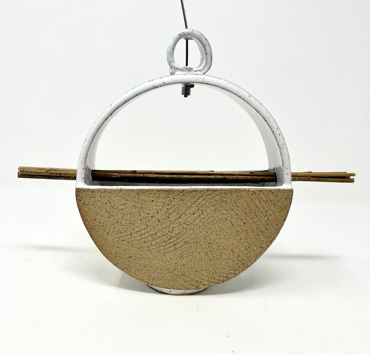 Natural Stoneware Circle Bird Feeder