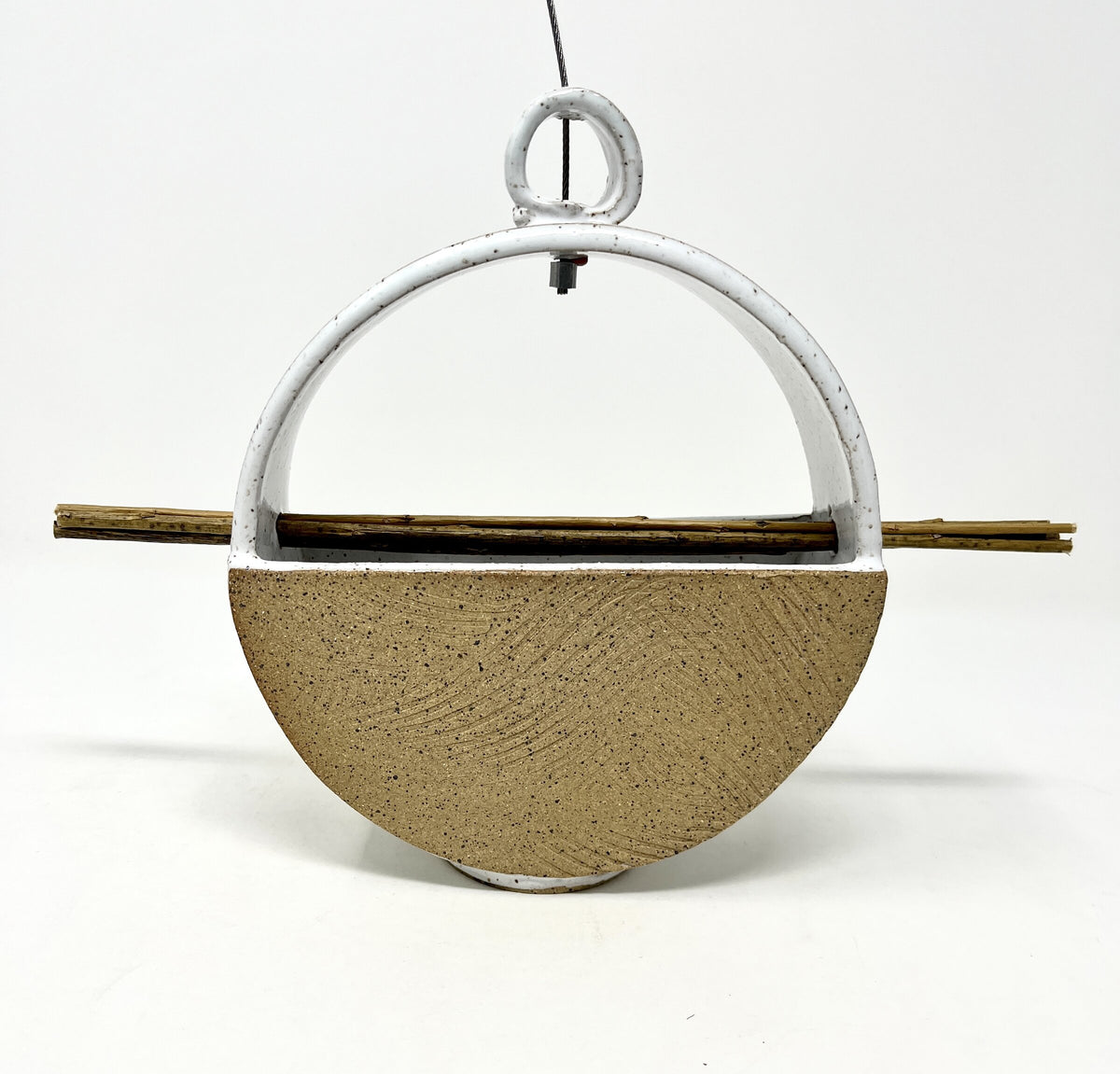 Natural Stoneware Circle Bird Feeder