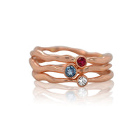 From Top to Bottom: Lab-grown Ruby, Aquamarine, Lab-grown Diamond