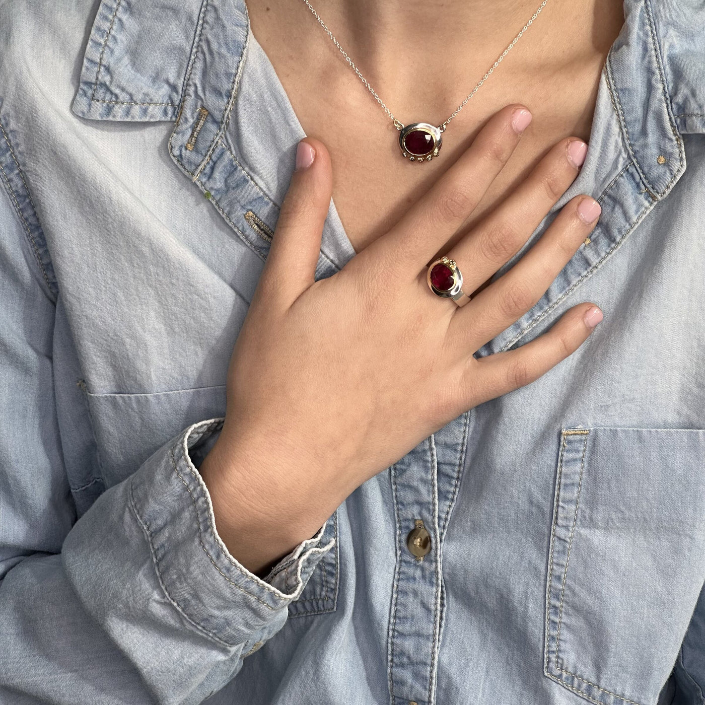 Ruby & Champagne Diamond Ring
