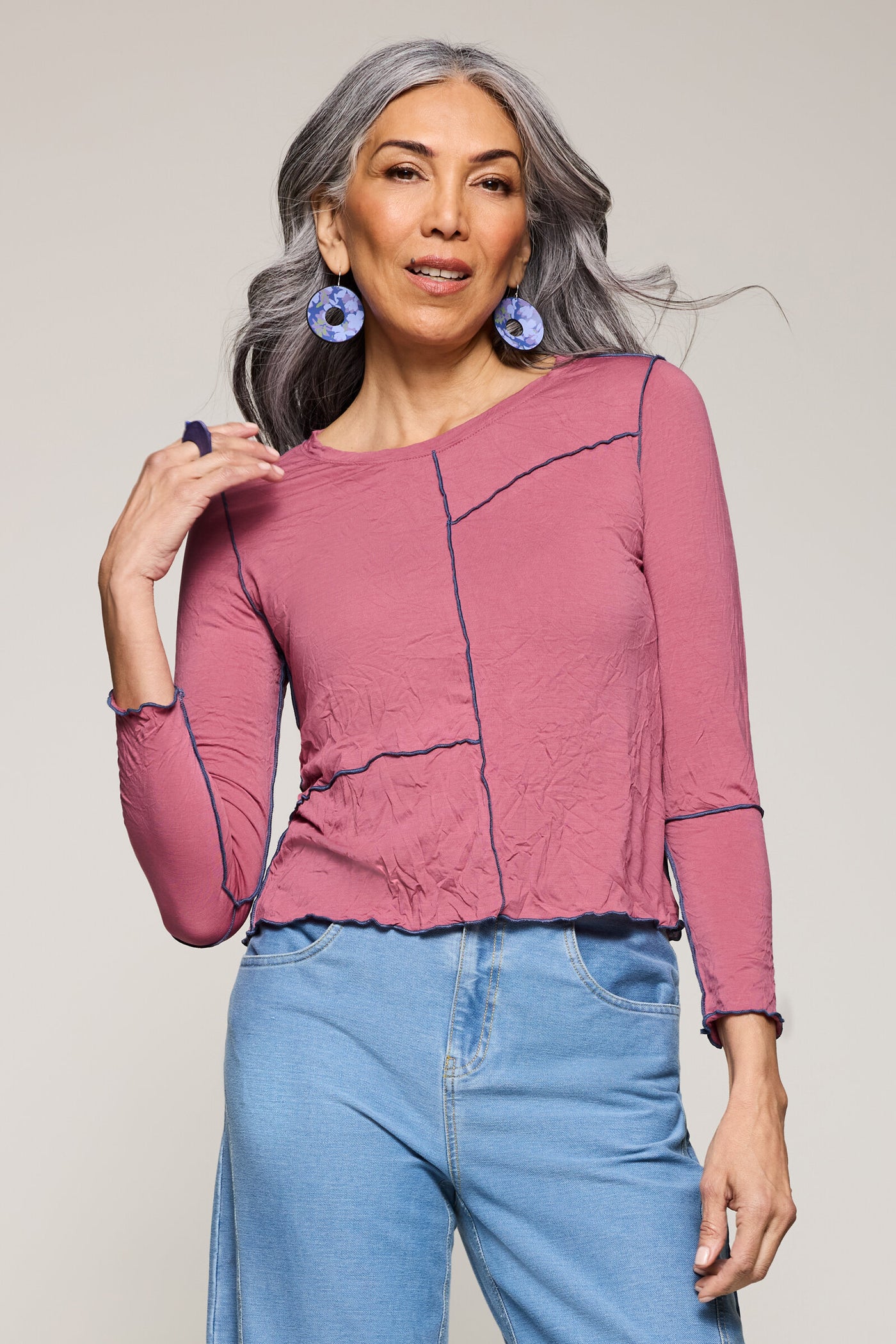Crinkled Jersey Mosaic Top