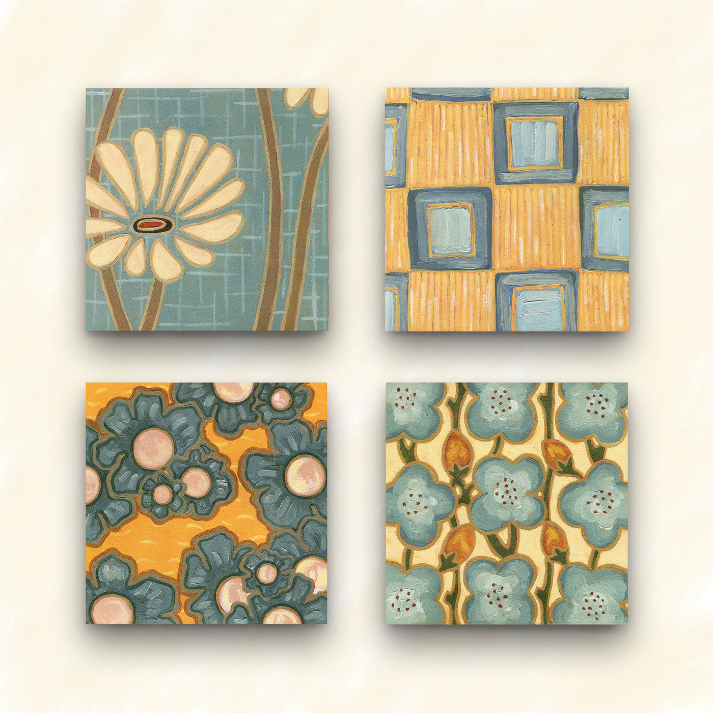 Daisy, Checks, Mari, and Sachiko Wooden Wall Tiles