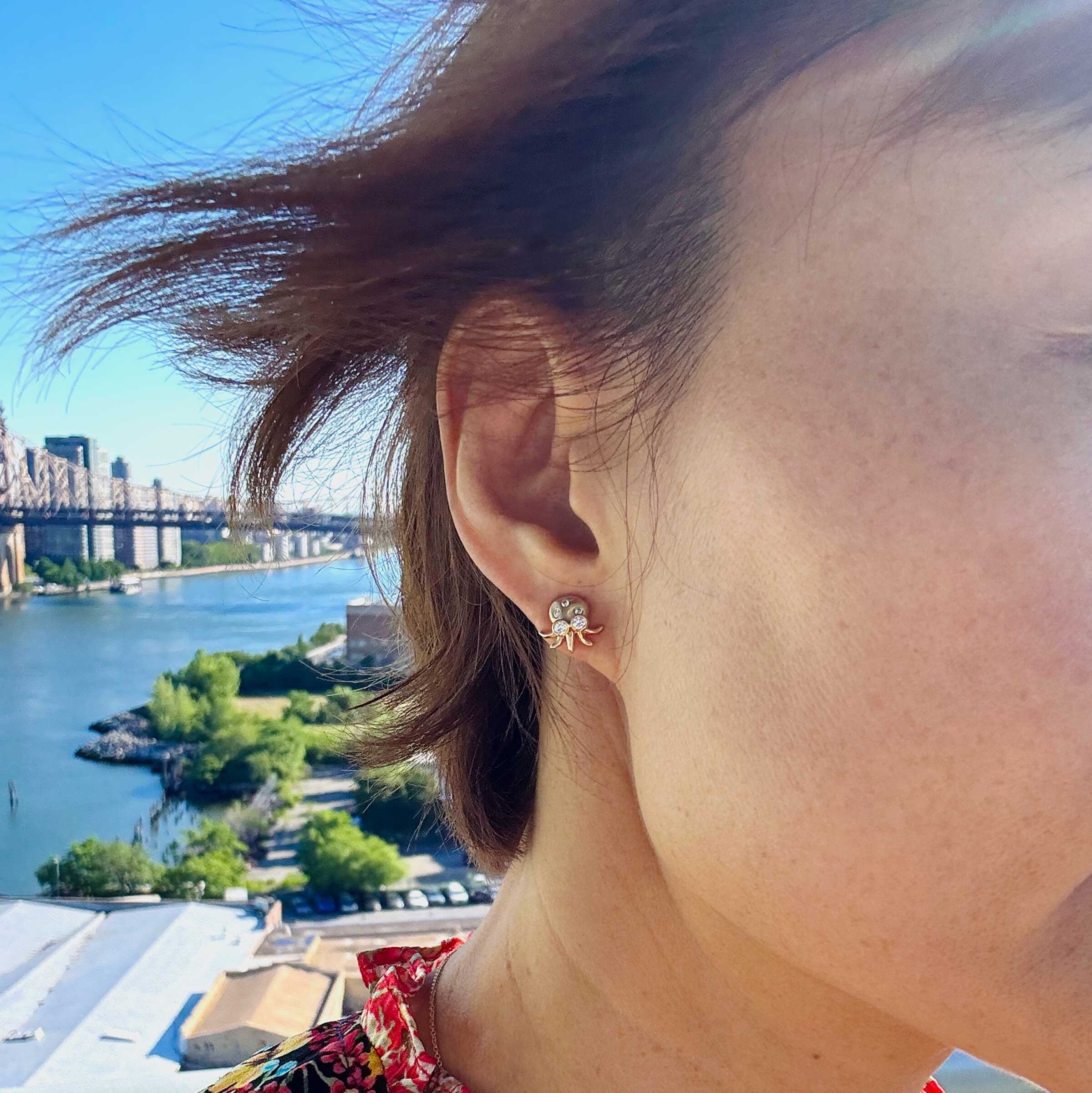 Gold Baby Octopus Earrings