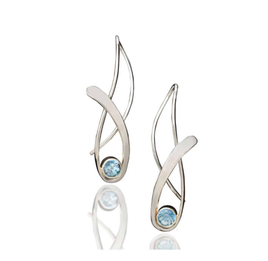 Blue Zircon Seagrass Earrings