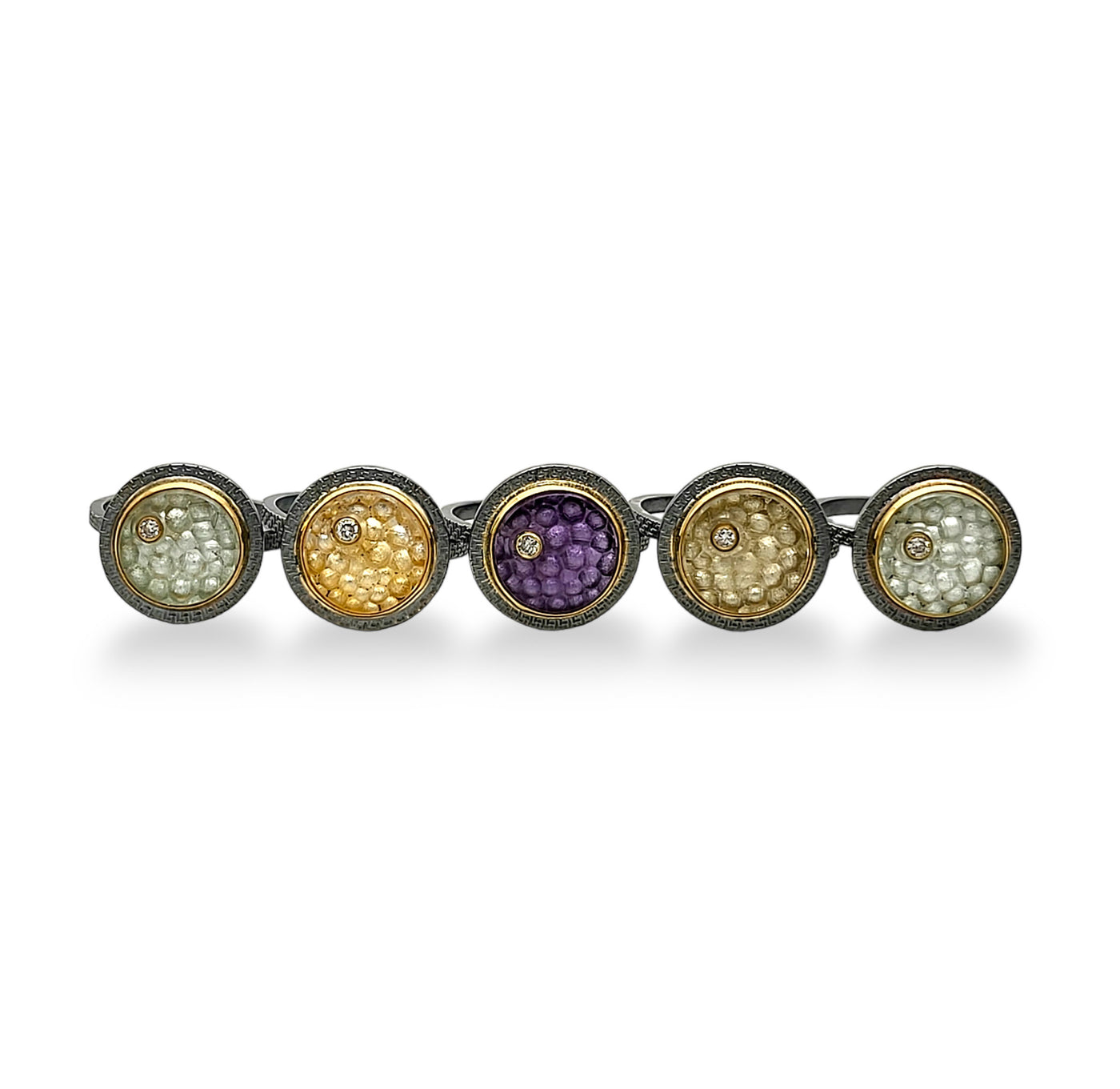 Silver Bubble Gem Rings