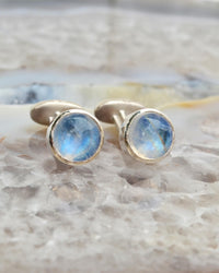 Rainbow Moonstone Silver Cuff Links