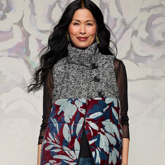 Floral and Tweed Vest