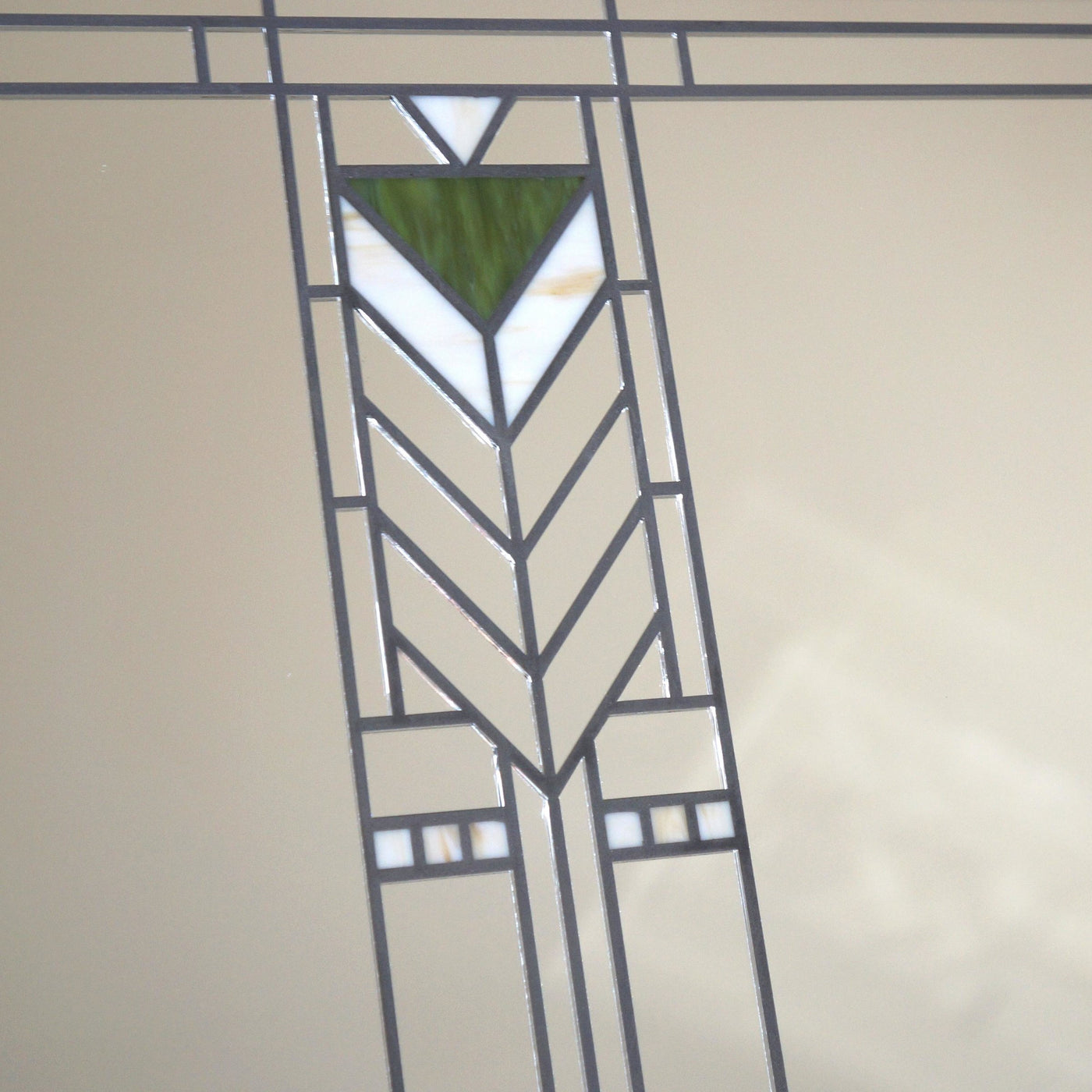 Closeup detail of Prairie-style mirror "Francesco 24x24"
