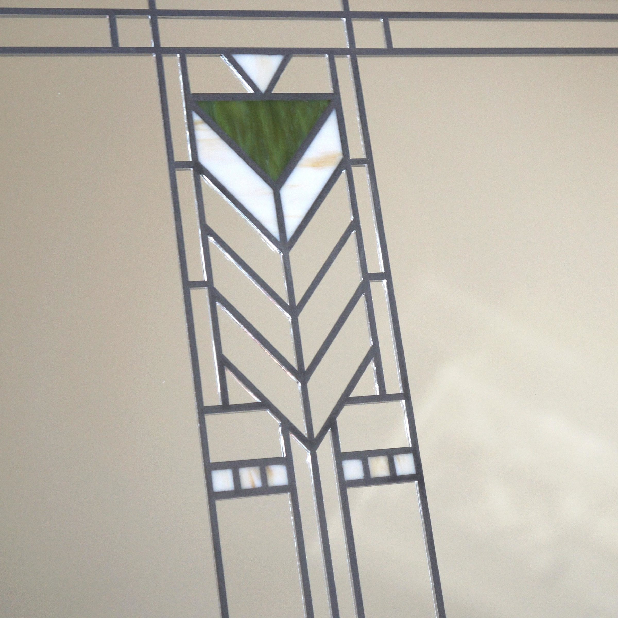 Closeup detail of Prairie-style mirror "Francesco 24x24"