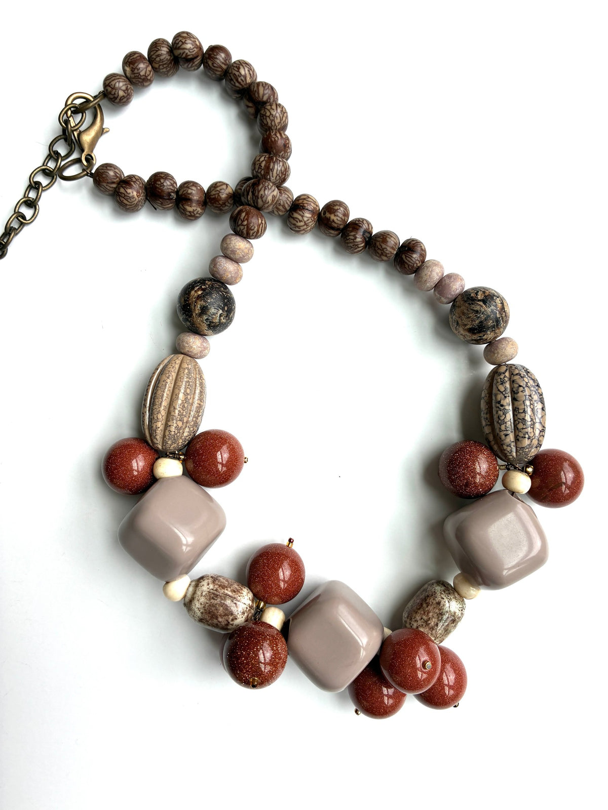 Taupe & Goldstone Necklace