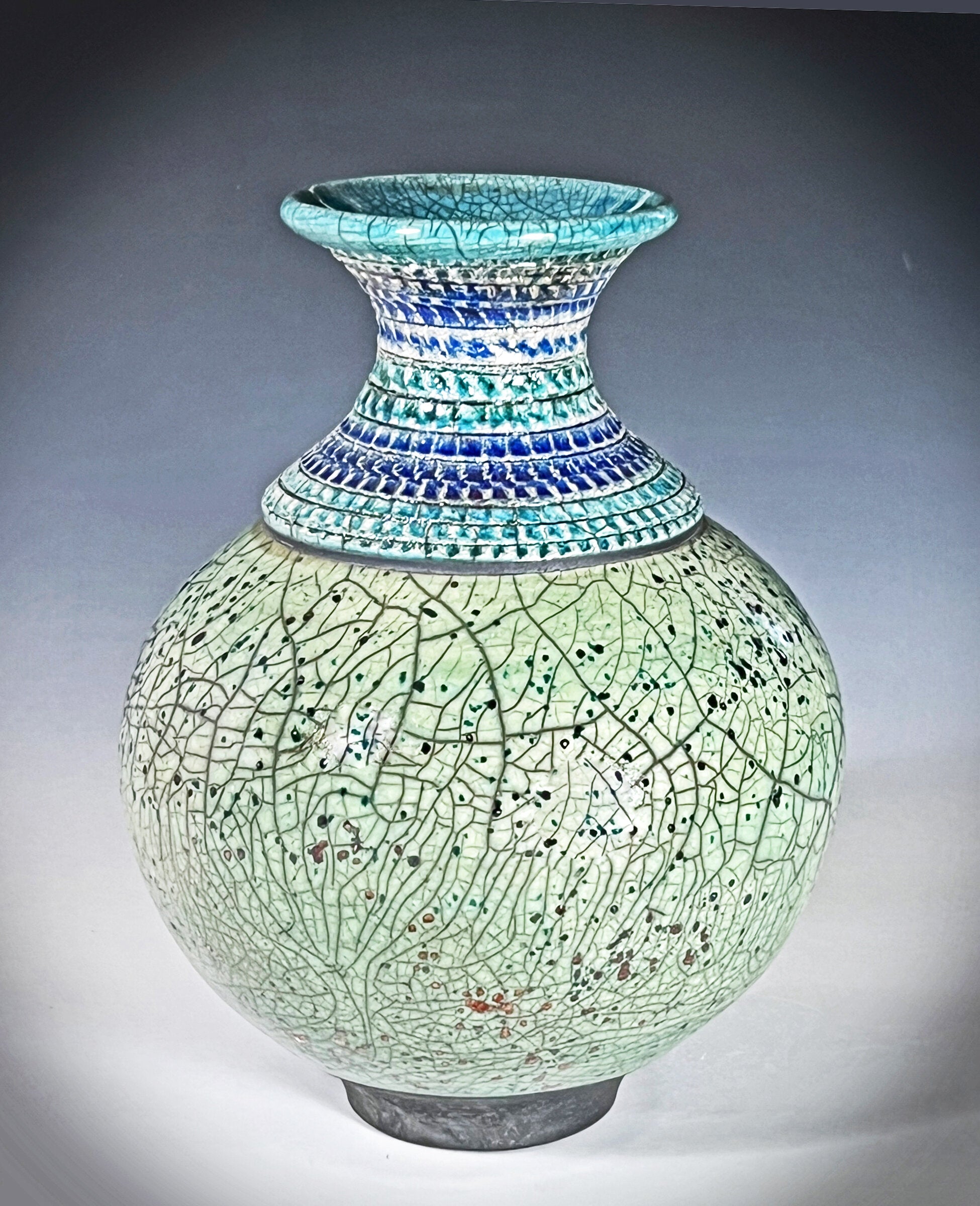 Bejeweled Raku Vase