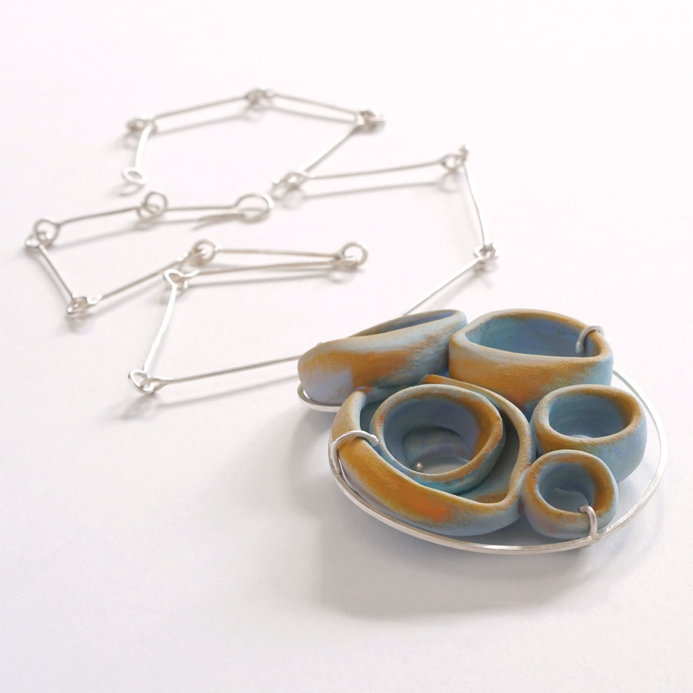 Orange & Blue Round Necklace