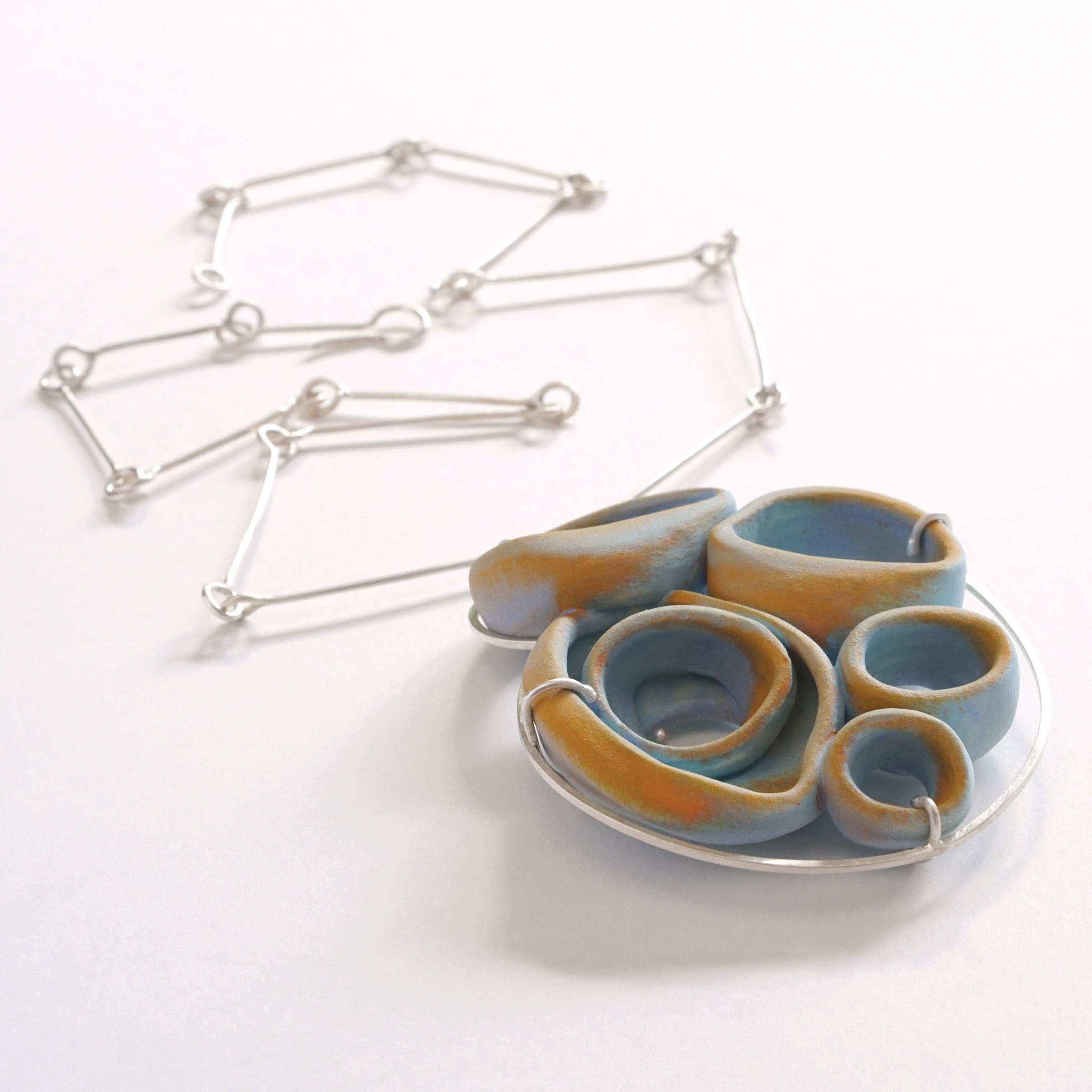Orange & Blue Round Necklace