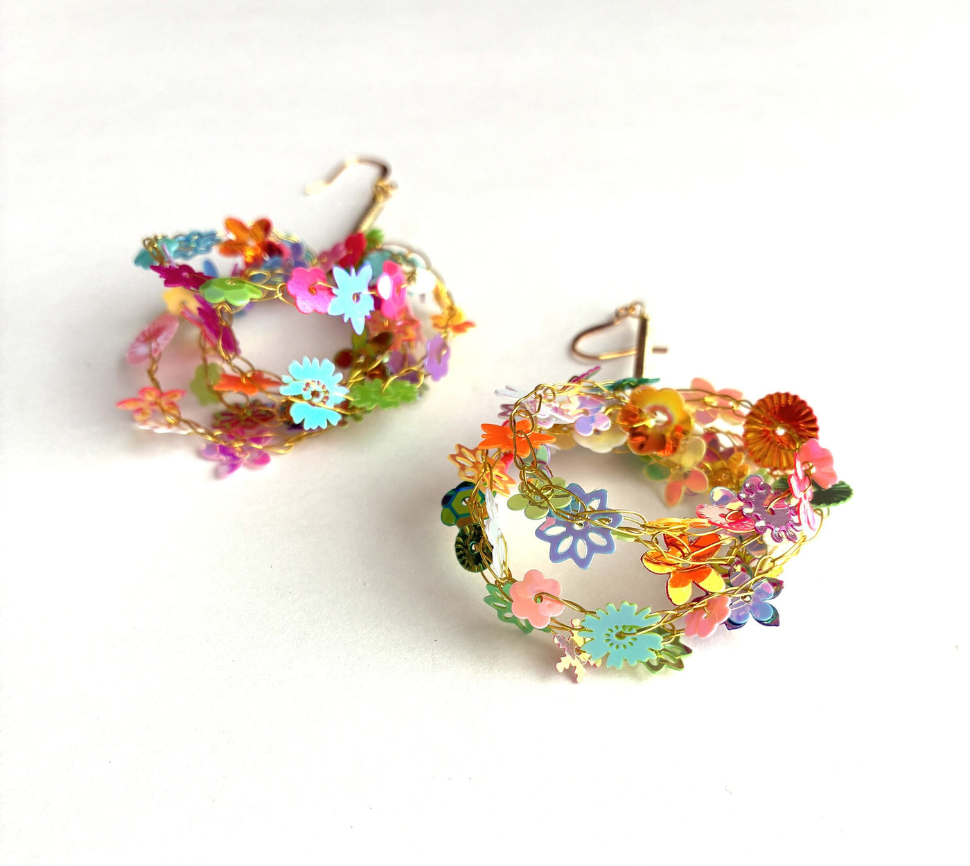 3-D Sparkling Floral Earrings