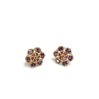 Bloom Stud Earrings with Rubellite, Tourmaline, and Rhodolite Garnet