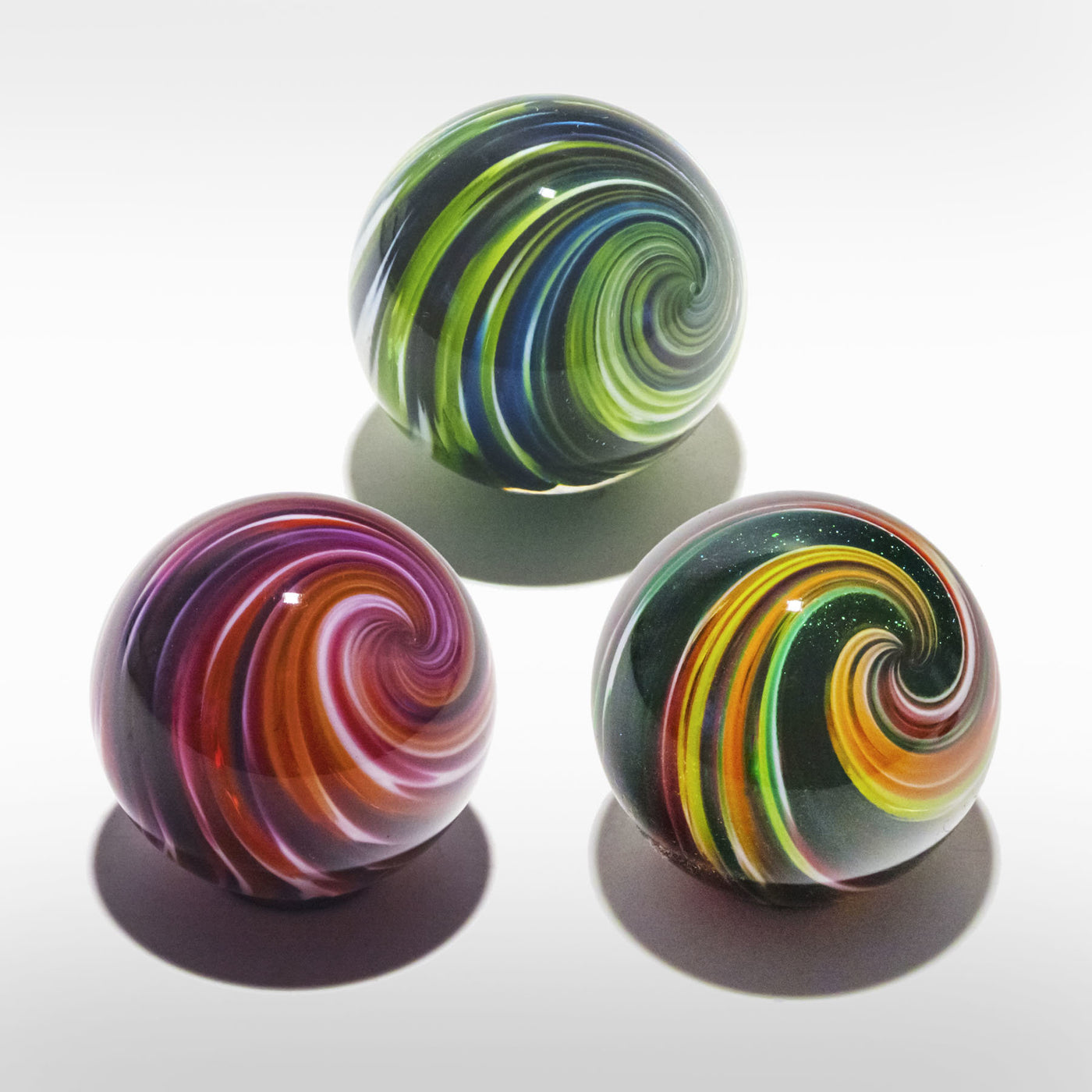 clockwise from top: cool lime, spring with aventurine, violet pink sunshine