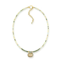 White Opal & Green Sapphire Necklace