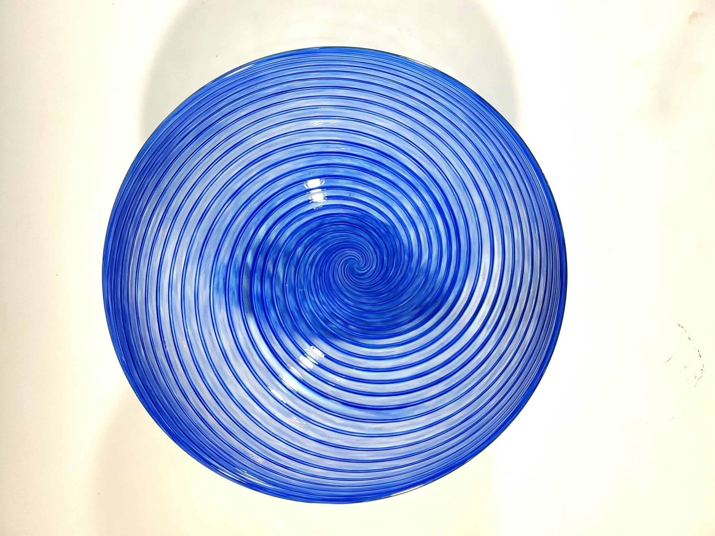 Footed Indigo Spiral Bowl