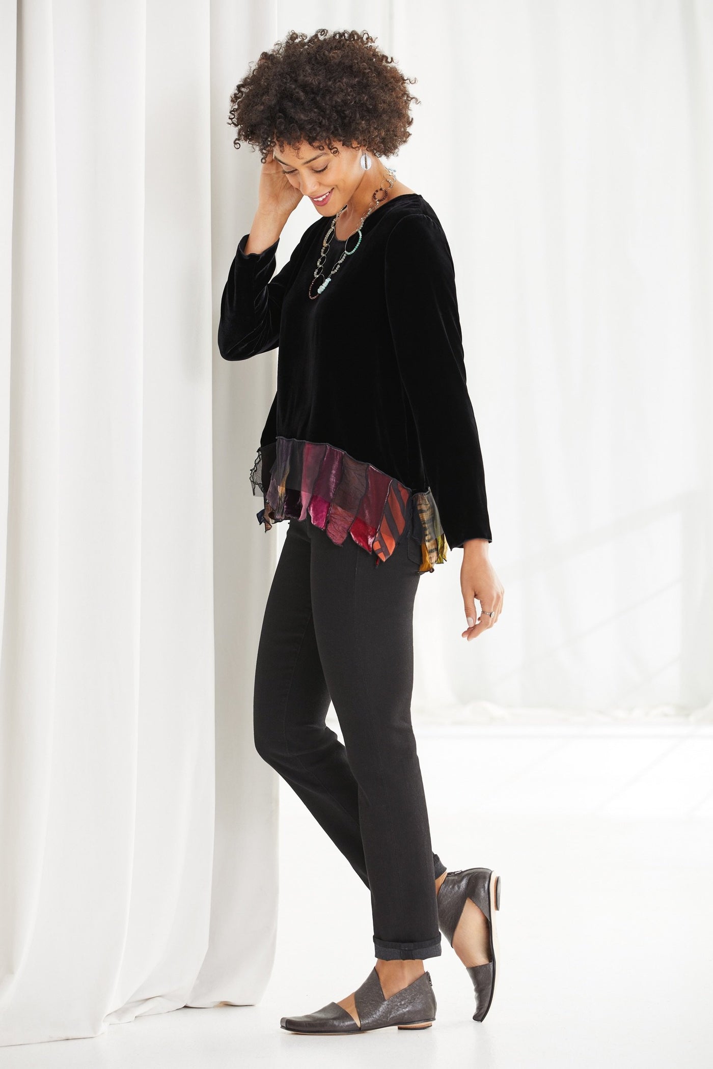 shown with the runaround sue straight leg jeans by parker smith and the simone flat by cydwoq