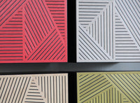 clockwise from top left: red, silver, willow green, maple