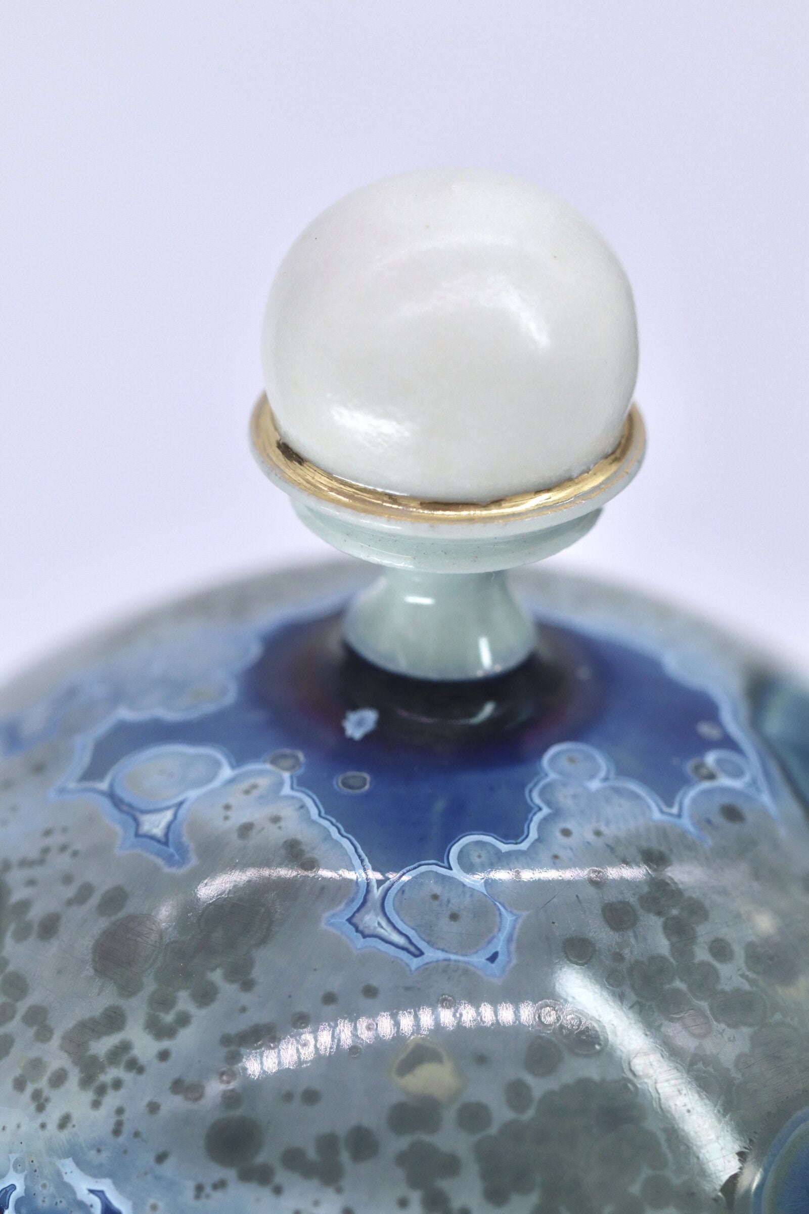 Deep Sea Blue Crystalline Jewelry Jar